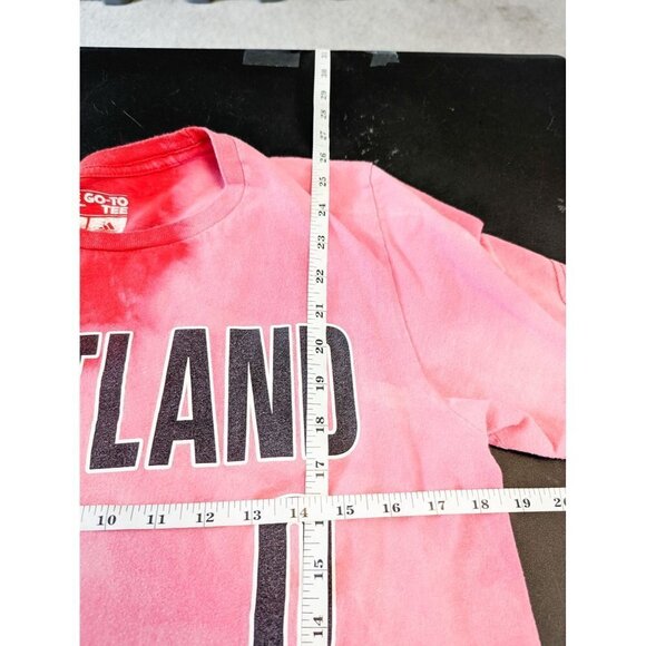 Adidas Portland Trail Blazers Lillard 0 Split Tie dye Go-to T Shirt Pink Red Med - Picture 7 of 7